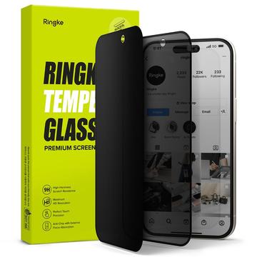 Protection d\'écran en verre trempé pour iPhone 15 Ringke TG Privacy - Black Edge