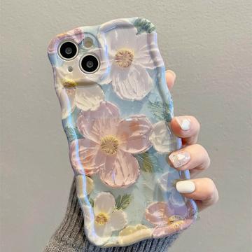 Coque iPhone 15 en TPU à bords ondulés, motif peinture à l\'huile - Fleurse