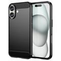 Coque iPhone 16 en TPU Brossé - Fibre de Carbone