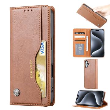 Étui portefeuille iPhone 16 pour jeu de cartes - Marron