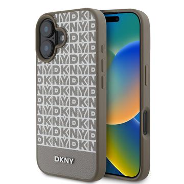 Coque iPhone 16 DKNY Repeat Pattern Bottom Stripe - Compatible MagSafe - Marrone