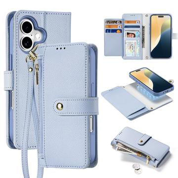 Étui portefeuille en cuir iPhone 16 avec couverture magnétique Dux Ducis Lawa - Bleu ciel