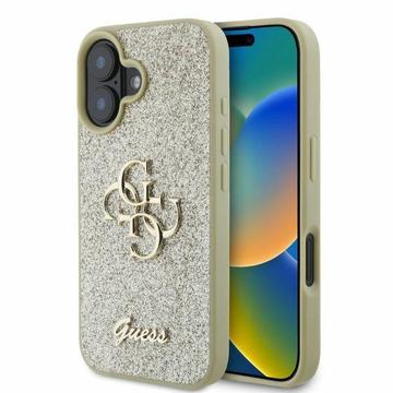 Coque iPhone 16 Guess Fixed Glitter 4G Metal Logo