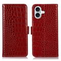 Étui Portefeuille iPhone 16 Plus en Cuir avec RFID - Série Crocodile
