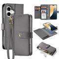 Étui portefeuille en cuir iPhone 16 Plus avec couverture magnétique Dux Ducis Lawa - Gris