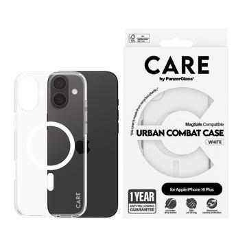Coque iPhone 16 Plus PanzerGlass Care Coque Transparent Urban Combat - Compatible MagSafe - Blanc