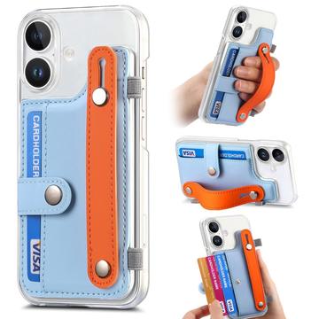 Coque plastique CY1 pour iPhone 16 Plus - Emplacement pour carte, bracelet, béquille - Bleu ciel