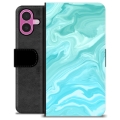 Étui Portefeuille Premium iPhone 16 Plus - Marbre Bleu