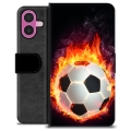 Étui Portefeuille Premium iPhone 16 Plus - Ballon Enflammé