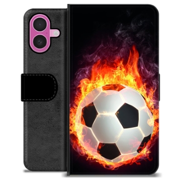 Étui Portefeuille Premium iPhone 16 Plus - Ballon Enflammé