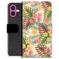 Étui Portefeuille Premium iPhone 16 Plus - Fleurs Roses