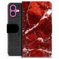 Étui Portefeuille Premium iPhone 16 Plus - Marbre Rouge