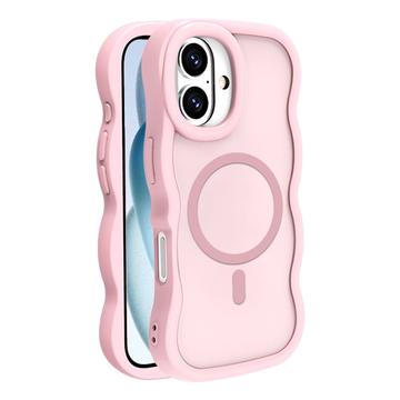 Coque hybride magnétique iPhone 16 Plus bord d\'onde - Rose