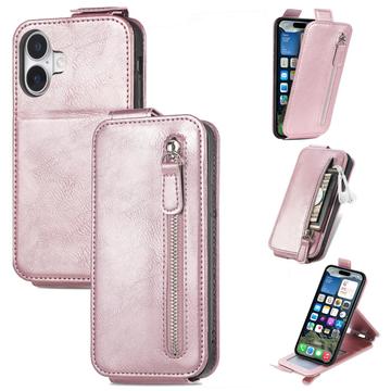 Étui à Rabat iPhone 16 Plus Vertical avec Poche Zippée