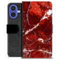 Étui Portefeuille Premium iPhone 16 - Marbre Rouge