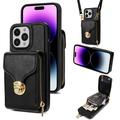 Coque tout-en-un iPhone 16 Pro avec portefeuille et dragonne - Noire