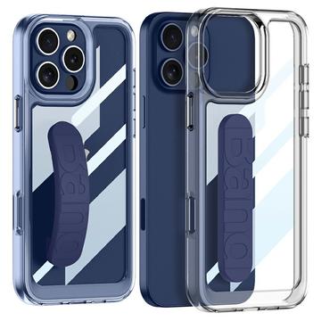 Coque transparente iPhone 16 Pro avec dragonne en silicone - Bleue