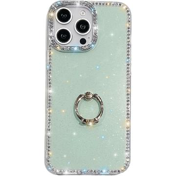 Coque Hybride iPhone 16 Pro CrystalGlow avec support à anneau - Verte