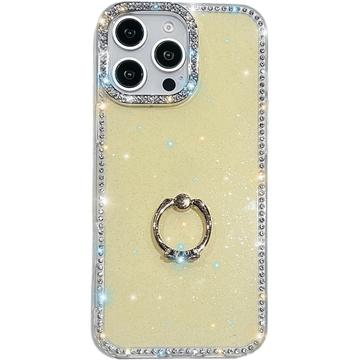 Coque Hybride iPhone 16 Pro CrystalGlow avec support à anneau - Jaune