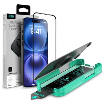 Protection d\'écran iPhone 16 Pro en verre trempé ESR Armorite - 9H, 0.3mm - Bord Noir