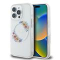 Coque iPhone 16 Pro Guess IML Flowers Wreath - Compatible MagSafe - Transparente