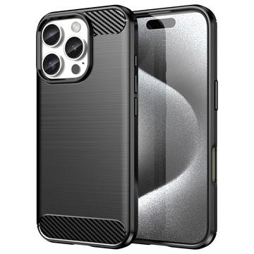 Coque iPhone 16 Pro Max en TPU Brossé - Fibre de Carbone - Noire