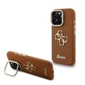 Coque pour cadre de caméra iPhone 16 Pro Max avec support Guess Grained 4G Logo - Marrone