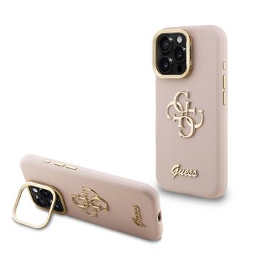 Coque pour cadre de caméra iPhone 16 Pro Max avec support Guess Grained 4G Logo - Rose