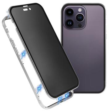 Coque Magnétique iPhone 16 Pro Max avec Verre Trempé - Confidentialité - Argenté