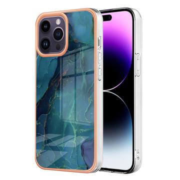 Coque iPhone 16 Pro Max en TPU Marble Pattern Galvanisé IMD - Verte