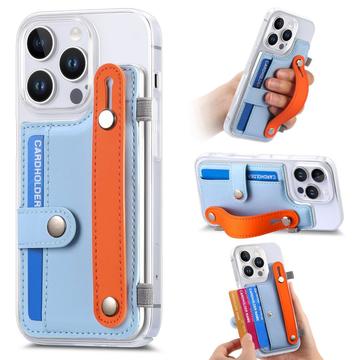 Coque plastique CY1 pour iPhone 16 Pro Max - Emplacement pour carte, bracelet, béquille - Bleu ciel