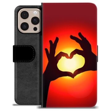 Étui Portefeuille Premium iPhone 16 Pro Max - Silhouette de Coeur