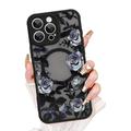 Coque hybride iPhone 16 Pro Max à motif de roses vintage - Compatible MagSafe - Noire