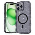 Coque MagSafe iPhone 16 Pro Max Wave-Edge Laser Glitter - Noir translucide