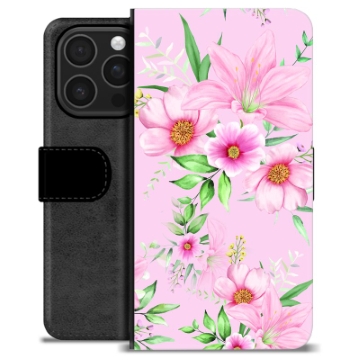 Étui Portefeuille Premium iPhone 16 Pro - Fleurs à L\'aquarelle