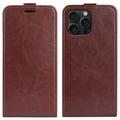 Étui à Rabat Vertical iPhone 16 Pro avec Porte-Cartes - Marron