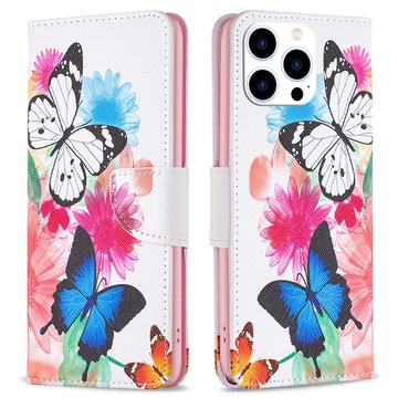 Étui Portefeuille iPhone 16 Pro - Série Wonder - Papillons