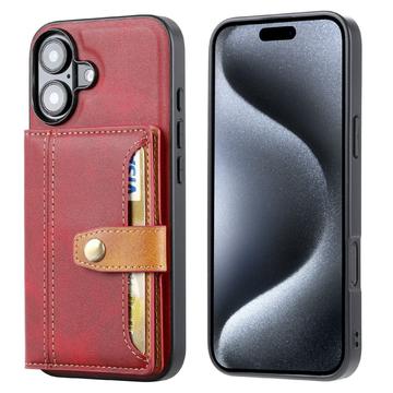 Étui iPhone 16 avec Portefeuille - Retro Style - Rouge