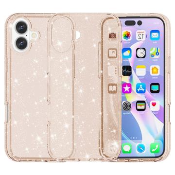 Coque Hybride iPhone 16 - Série Stylish Glitter - Doré