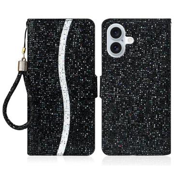 Étui portefeuille stylisé à paillettes pour iPhone 16