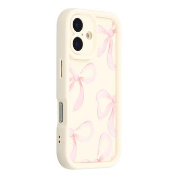 Coque TPU antichoc élégante iPhone 16 avec bords relevés - Blanche / Gros nœud