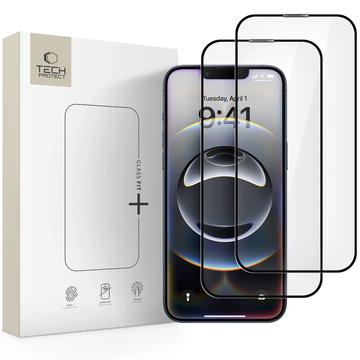 Protecteur d\'écran en verre trempé iPhone 16e/14/13/13 Pro Tech-Protect Glass Fit+ - 2 Pcs. - Noir