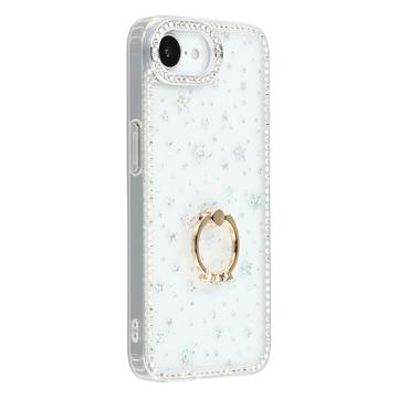 Coque Hybride iPhone 16e CrystalGlow avec support à anneau - Étoiles / Transparente