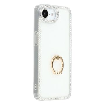 Coque Hybride iPhone 16e CrystalGlow avec support à anneau - Blanche