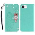Etui hibou iPhone 16e avec strass - Cyan