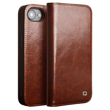Etui Portefeuille iPhone 16e en Cuir Qialino Classic - Marron Foncé
