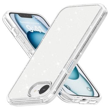 Coque Hybride iPhone 16e - Série Stylish Glitter - Blanche