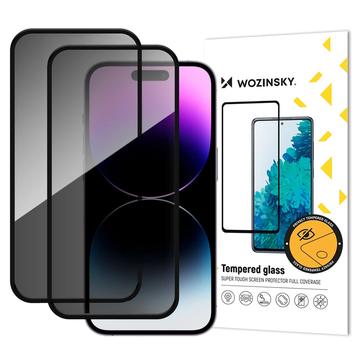 iPhone 17/16 Pro Wozinsky Super Tough Privacy Tempered Glass - 9H, 2 Pcs. - Bord noir