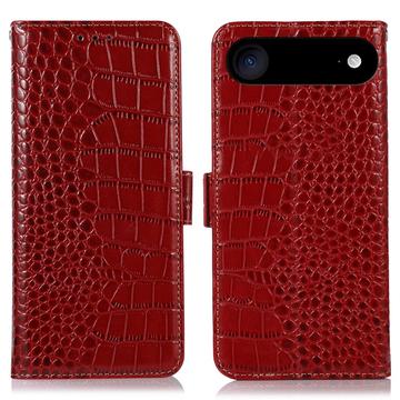 Étui Portefeuille iPhone 17 Air en Cuir avec RFID - Série Crocodile