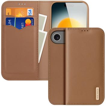 Etui Portefeuille iPhone 17 Air en Cuir Dux Ducis Hivo - Marron